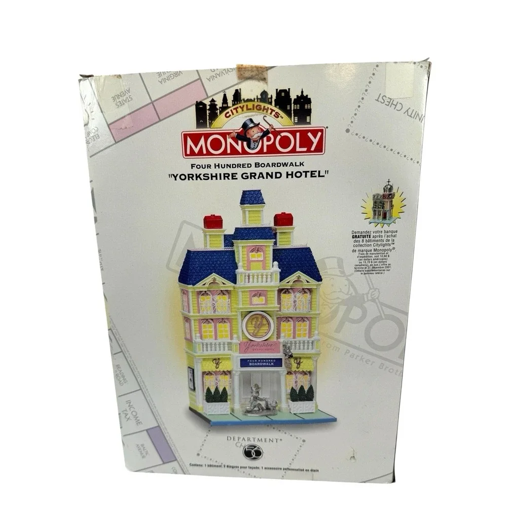 Dept 56 City Lights Monopoly Yorkshire Grand Hotel Boardwalk Building READ FLAWS